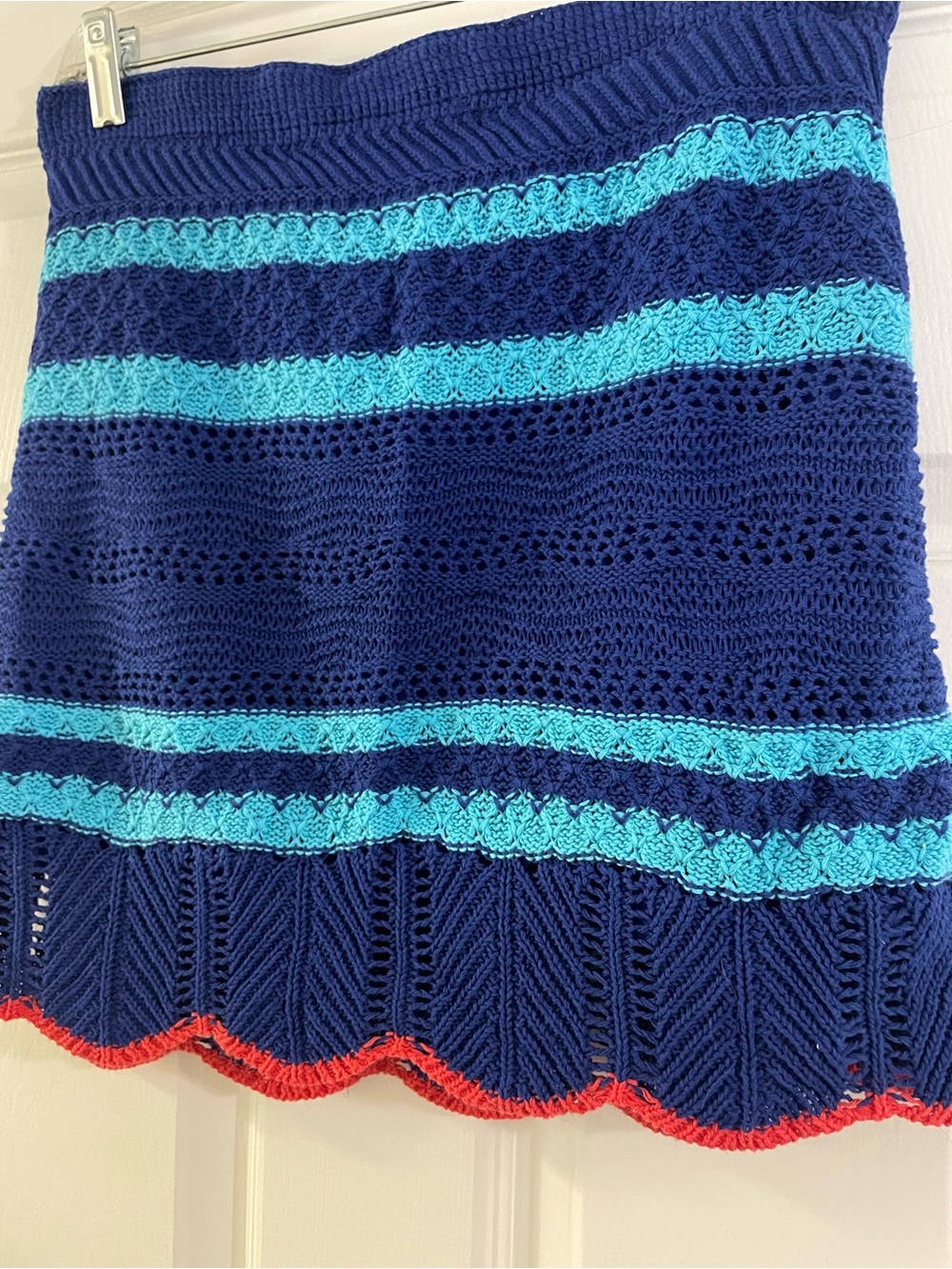 RACHEL Rachel Roy Navy Blue with Aqua Stripe Knit Mini Skirt - Picture 3 of 8